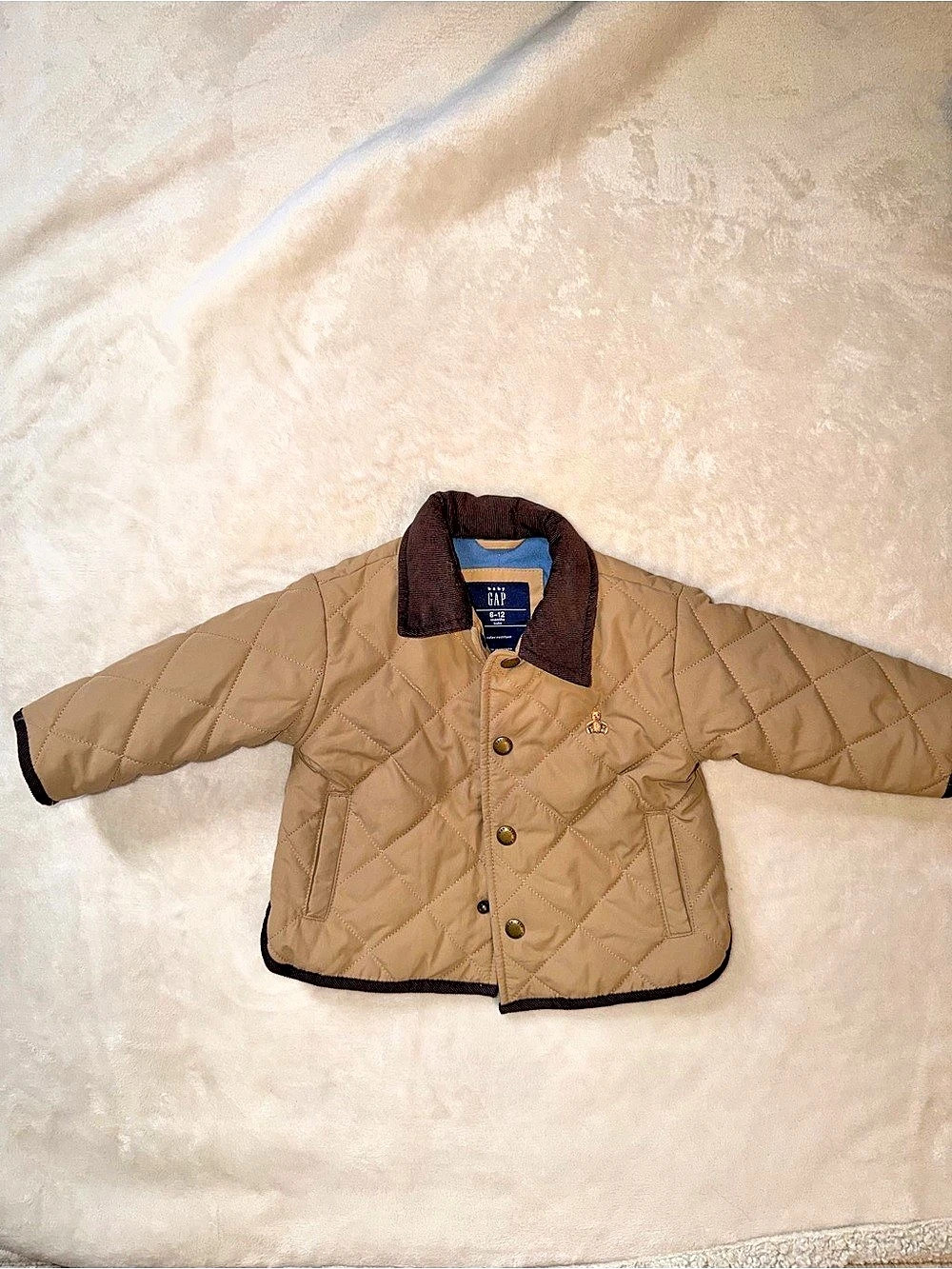 Gap Baby Quilted Jacket in Brown & Blue Like New